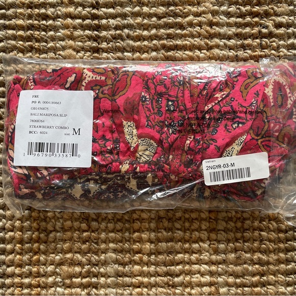 NEW Free People Bali Mariposa Slip Mini Dress In Strawberry Combo Red - Picture 8 of 13